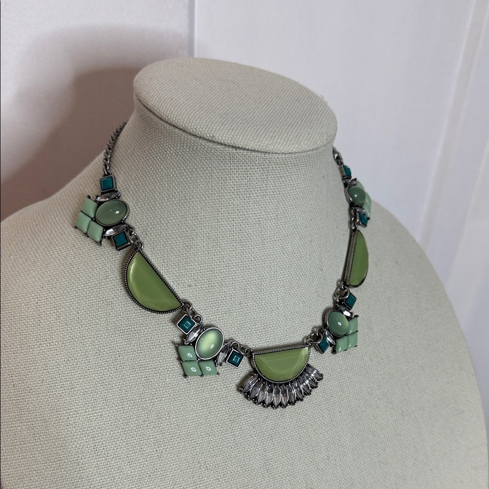 Lia Sophia Green and Silver Geometric Necklace